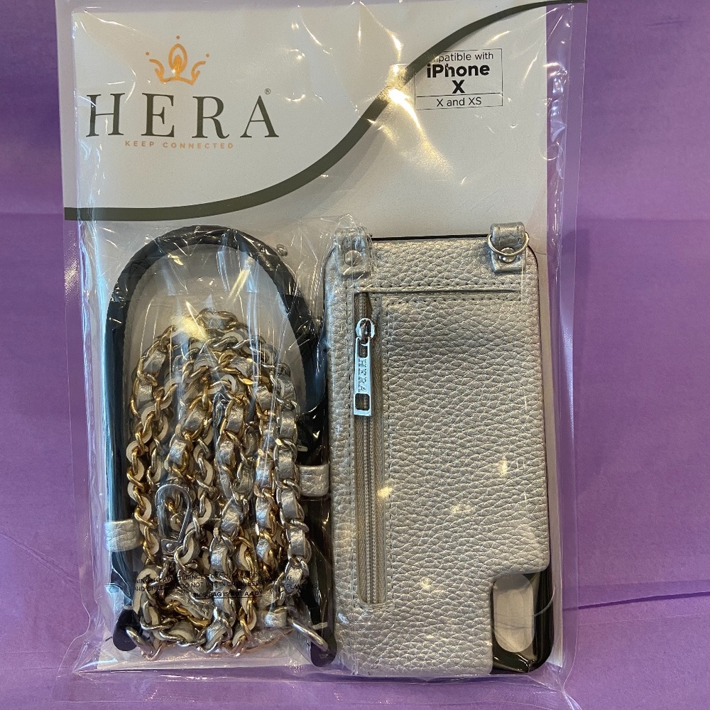 Vegan Hera Zippered Crossbody Phone Case, Silver
